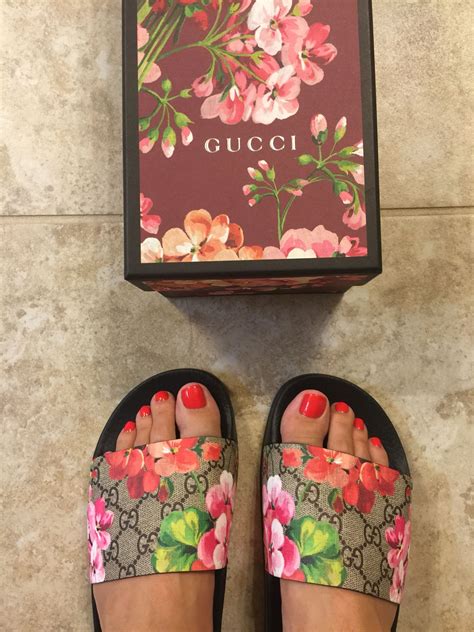 gucci women's slides floral|gucci floral slides outfit.